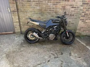 Photograph of Husqvarna svartpilen 125 motorcycle purchased in Islington, London