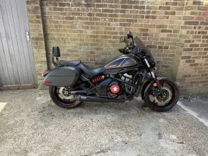 Photograph of Kawasaki vulcan 650 motorcycle purchased in Greenwich, London