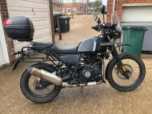 Photograph of Royal Enfield Himalayan motorcycle purchased in Shoreham-by-Sea, Sussex