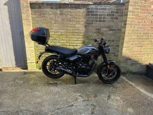 Photograph of Royal Enfield hunter 350 motorcycle purchased in Southall, London