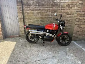 Photograph of Royal Enfield interceptor 650 motorcycle purchased in Petworth, Sussex