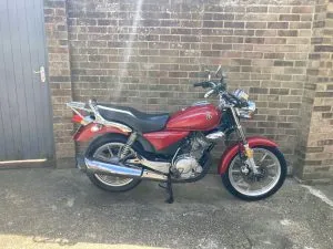 Photograph of Yamaha ybr 125 motorcycle purchased in Canterbury, Kent