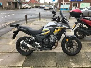 Photograph of honda CB500X motorcycle purchased in Herne Bay, Kent