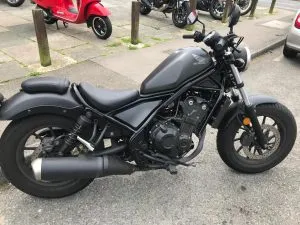 Photograph of honda CMX 500 Rebel motorcycle purchased in Haslemere, Surrey