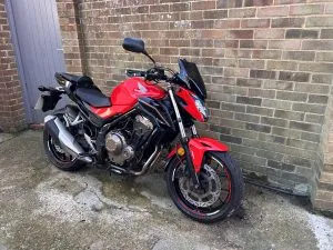 Photograph of honda cb500f motorcycle purchased in Rustington, Sussex