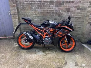 Photograph of ktm rc 125 motorcycle purchased in Whitstable, Kent