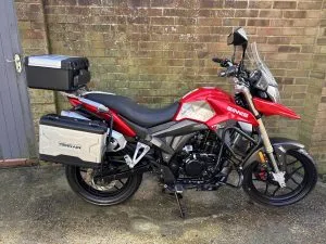 Photograph of sinnis terrain 125 motorcycle purchased in Alton, Hampshire