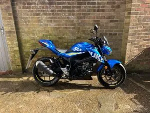 Photograph of suzuki gsxs 125 motorcycle purchased in Kings Hill, Kent