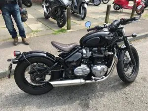 Photograph of triumph bobber motorcycle purchased in Littlehampton, Sussex