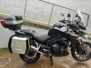Photograph of triumph explorer motorcycle purchased in Maidstone, Kent
