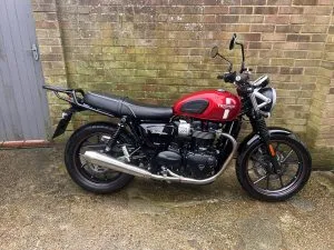 Photograph of triumph street twin motorcycle purchased in Islington, London