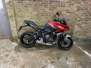 Photograph of triumph tiger sport 660 motorcycle purchased in Battle, Sussex