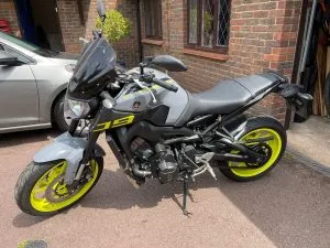 Photograph of yamaha mt-09 motorcycle purchased in Portsmouth, Hampshire