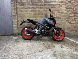 Photograph of yamaha mt 125 motorcycle purchased in Lymington, Hampshire