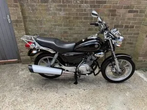 Photograph of yamaha ybr 125 custom motorcycle purchased in Winchester, Hampshire